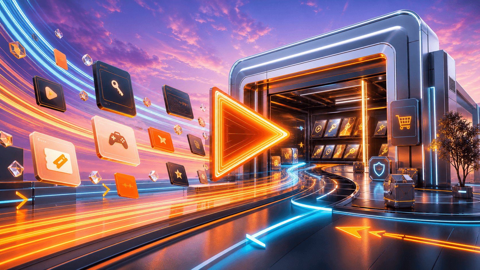 Premium digital assets marketplace visual